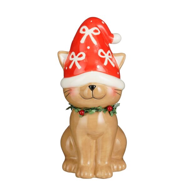 DECORAZIONE GATTO NATALIZIO 16X13,5 H29,5 CM rosso (Cod. 41025-01)