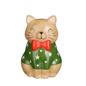 DECORAZIONE GATTO NATALIZIO 11X9,5 H16,5 CM maglioncino (Cod. 41026-03)