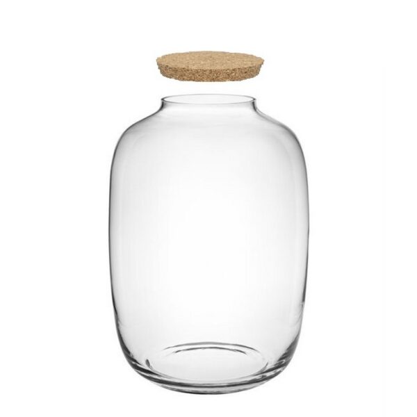 VASO VETRO SPESSO TAGLIO A FREDDO TAPPO SUGHERO H45 D33  (Cod. 40256-01)
