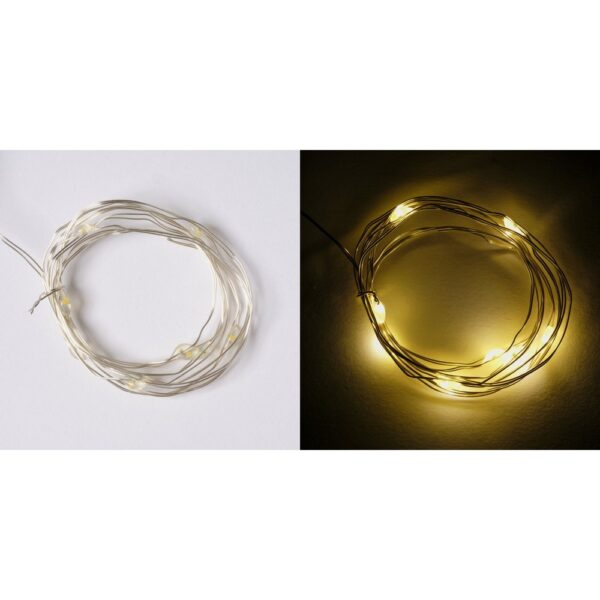 FILO CON 10 LUCI CALDE CON BATTERIA 90 CM  (Cod. 40756-01)