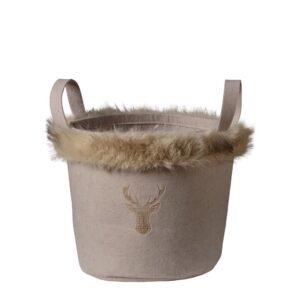 CESTO INVERNALE CON PELO D25 CM beige (Cod. 41010-01)