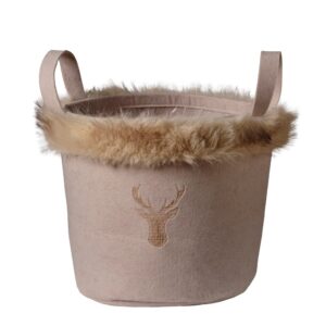 CESTO INVERNALE CON PELO D30 CM beige (Cod. 41009-01)