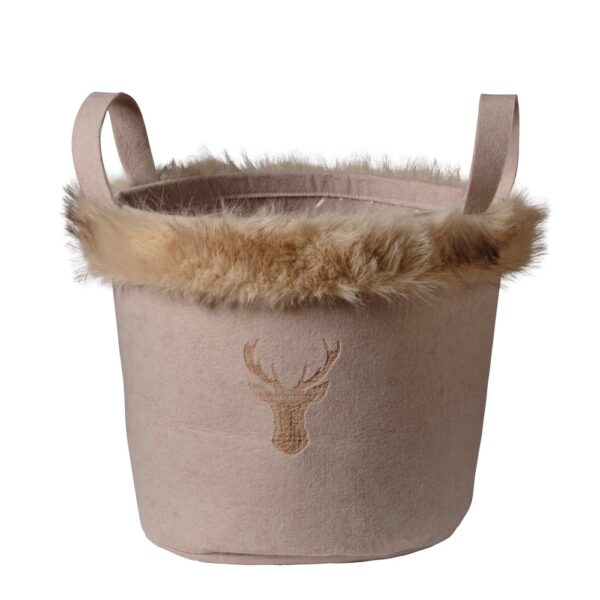 CESTO INVERNALE CON PELO D30 CM beige (Cod. 41009-01)