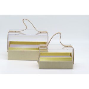 SET 2 PZ. SCRIGNO PLEXI 14X9 H8 - 19X14 H12 CM crema (Cod. 40760-01)