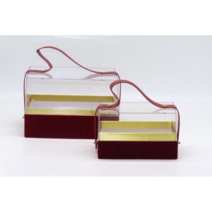 SET 2 PZ. SCRIGNO PLEXI 14X9 H8 - 19X14 H12 CM rosso (Cod. 40760-02)