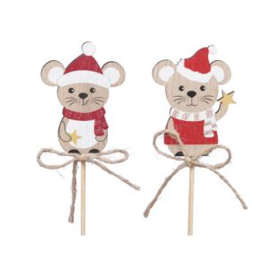 SET 10 PZ. PICK TOPOLINO IN LEGNO 4,5X6,5 CM  (Cod. 40908-01)