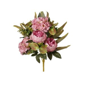 MAZZO FRONTALE PEONIE ORTENSIE X7 CM 46 rosa-chiaro (Cod. 40880-04)