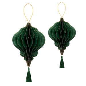 2 PZ. DECORAZIONE CARTA CON NAPPA DA APPENDERE D20/25 CM verde (Cod. 40930-02)