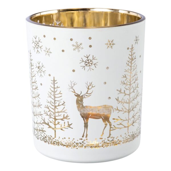 BICCHIERE PORTA TEALIGHT NATALIZIO 9X10 CM  bianco (Cod. 40890-01)