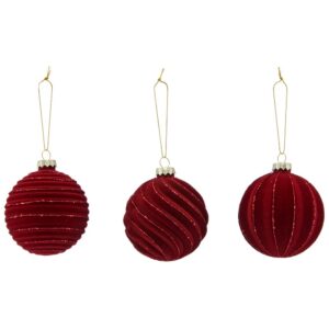 SET 3 PALLINE DI NATALE GLITTER D8 CM rosso-scuro (Cod. 40891-01)