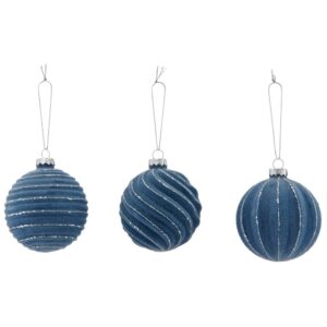 SET 3 PALLINE DI NATALE GLITTER D8 CM azzurro (Cod. 40891-02)
