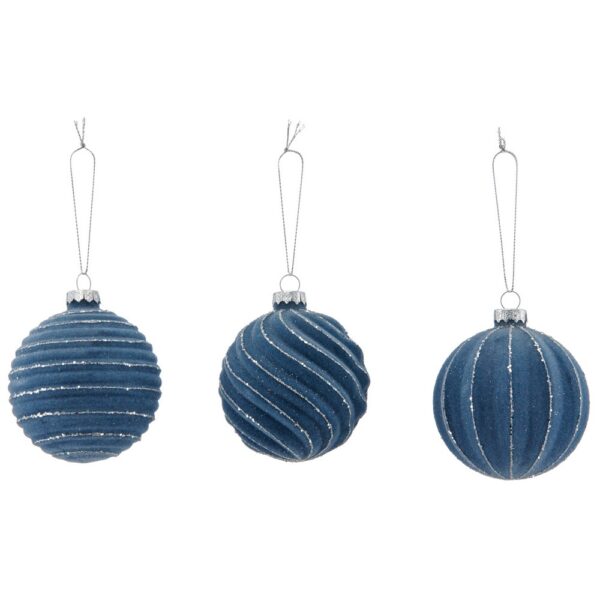 SET 3 PALLINE DI NATALE GLITTER D8 CM azzurro (Cod. 40891-02)
