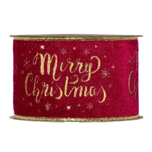 NASTRO MERRY XMAS VELLUTO MM63 X MT10 rosso (Cod. 40769-01)
