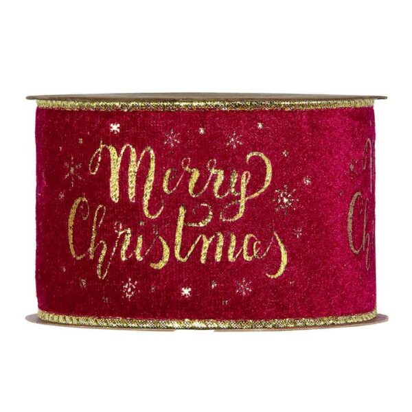 NASTRO MERRY XMAS VELLUTO MM63 X MT10 rosso (Cod. 40769-01)