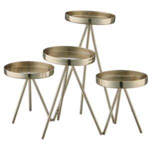 SET 4 PZ. PORTA TEALIGHT RIALZATO 21X26X20 CM champagne (Cod. 40894-01)