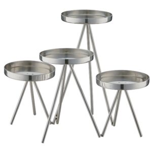 SET 4 PZ. PORTA TEALIGHT RIALZATO 21X26X20 CM argento (Cod. 40894-02)