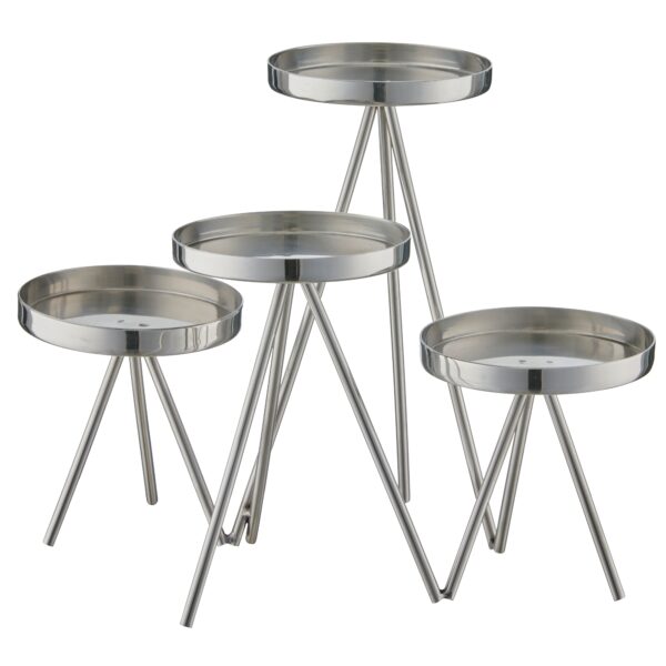 SET 4 PZ. PORTA TEALIGHT RIALZATO 21X26X20 CM argento (Cod. 40894-02)