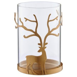 CANDELIERE CON RENNA 10,5X10,5X15 CM oro (Cod. 40961-01)