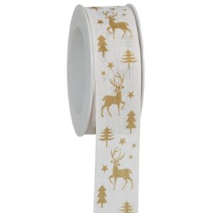 PP46 NASTRO WONDERLAND 40 MM 15 MT bianco-oro (Cod. 40869-01)