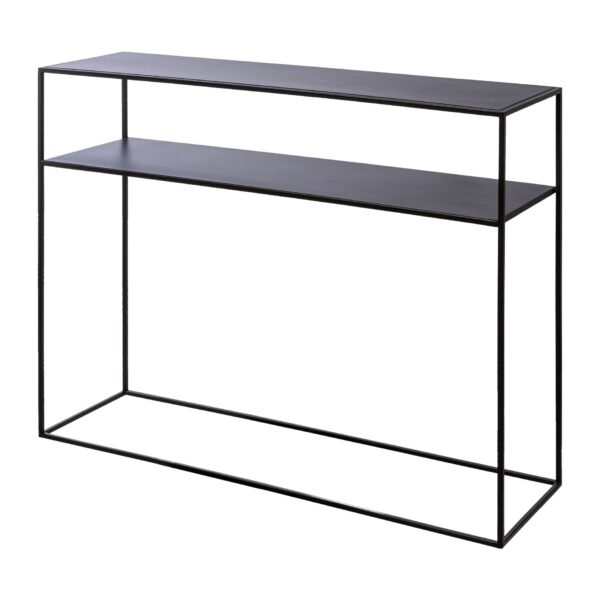 TAVOLO METALLO CON DUE RIPIANI 100X30X80 CM nero (Cod. 41044-01)