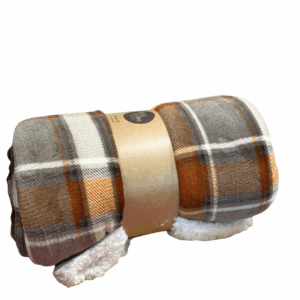 COPERTA PLAID SCOZZESE 200X150CM grigio-arancione (Cod. 40622-03)