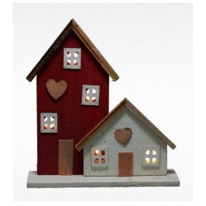 CASETTA LEGNO LED CON BATTERIA 28 CM bordeaux-grigio (Cod. 40630-01)