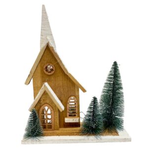 CASA DI LEGNO CON LED 28X9X34 CM  (Cod. 40636-01)