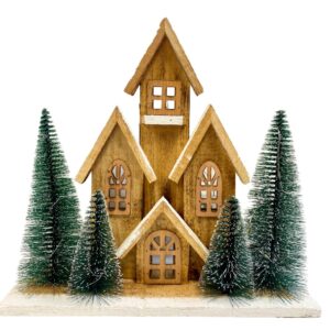 CASA DI LEGNO CON LED 32X9X30 CM  (Cod. 40637-01)