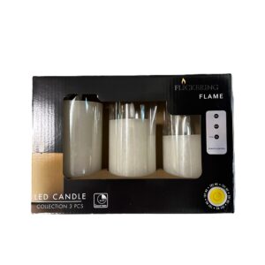 SET 3 CANDELE CERA LED CON TIMER D7 H10 CM avorio (Cod. 40679-01)