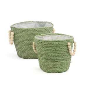 SET 2 PZ. CESTI TONDI ARCHER D24 H18,5 - D19 H16,5 CM salvia (Cod. 40749-02)