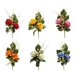 SET 12 PZ. FRONTALE ROSE/MINI CARNATION X5 CM 25 colori-assortiti (Cod. 41057-01)