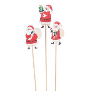 SET 12 PZ. PICK BABBO NATALE LEGNO 7X4 H57 CM  (Cod. 40862-01)