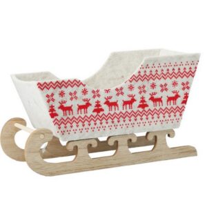 SLITTA DI LEGNO E FELTRO 12 CM  bianco (Cod. 40693-02)
