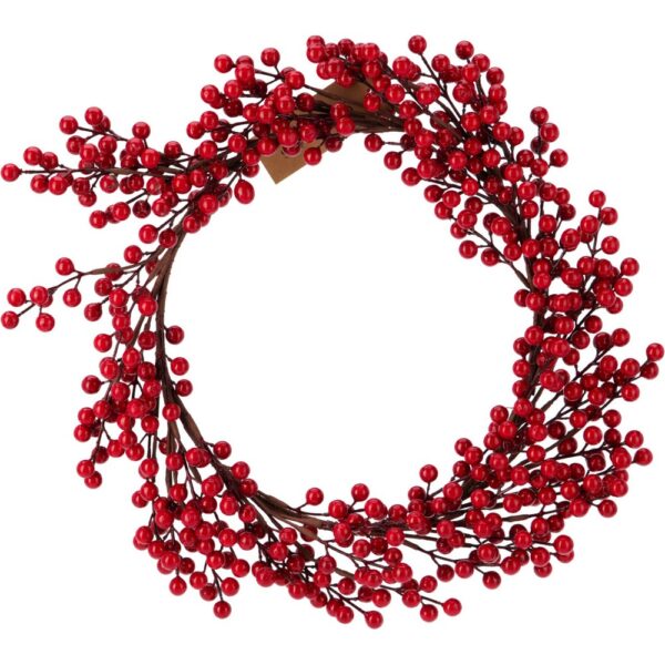 CORONA CON  BACCHE CM.50 rosso (Cod. 40699-01)