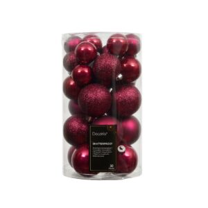 BOX 30 PZ. PALLINE DI NATALE DIAM. 4-5-6 CM festive-pink (Cod. 15325-28)