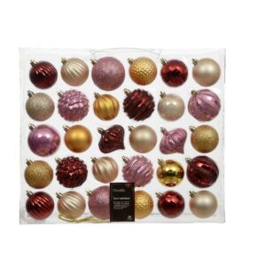 BOX 30 PZ. PALLINE MISTE D7 CM rosa---oro---rosso (Cod. 38480-08)