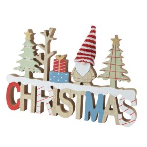 SCRITTA LEGNO CHRISTMAS CON GNOMO  29,5X2,5 H21 CM  (Cod. 41264-01)