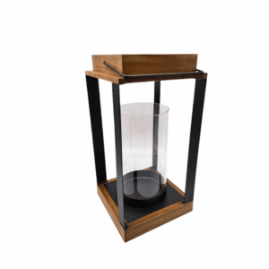 LANTERNA METALLO E LEGNO H38X19,5X19,5 CM nero (Cod. 38970-02)