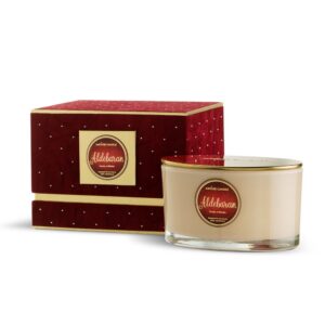 CANDELA ALDEBARAN 100% CERA VEGETALE "LE STELLE" 400GR cuoio-menta (Cod. 41257-06)