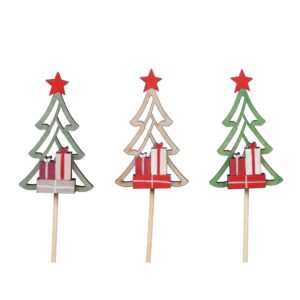 SET 6 PZ. PICK ALBERI LEGNO 5X8 CM assortiti (Cod. 41225-01)