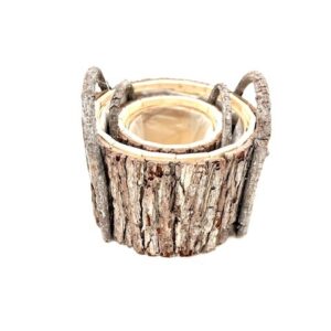 SET 2 PZ. CASPO' LEGNO ROTONDO 21XH14 - 15XH12 CM  (Cod. 41182-01)