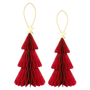 2 PZ. DECORAZIONE CARTA ALBERO E STELLA DA APP. 20/25 CM rosso (Cod. 41172-01)