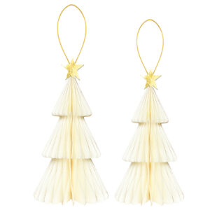2 PZ. DECORAZIONE CARTA ALBERO E STELLA DA APP. 20/25 CM avorio (Cod. 41172-02)
