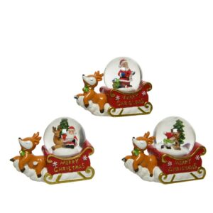 1 PZ. PALLA DI NEVE RENNA E SLITTA 4,5X8,7 H6,7 CM  (Cod. 41266-01)