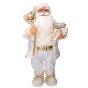 VG. BABBO NATALE TESSUTO H80 CM bianco-oro (Cod. 41216-01)