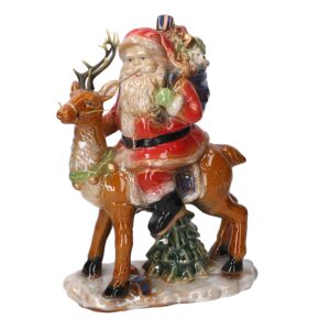 VG. BABBO NATALE CERAMICA SU RENNA 23X13 H31 CM  (Cod. 41215-01)