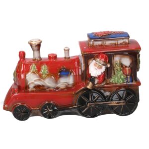 VG. BABBO NATALE CERAMICA SU TRENINO 35X14 H22 CM  (Cod. 41211-01)