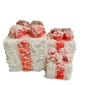 S/3 PACCHI REGALO INNEVATI CON LED H12-H17-H23 CM 10-15-led (Cod. 40648-01)
