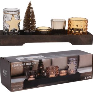 SET 6 PZ. VASSOIO PORTA TEALIGHT 9,5X31,5 CM  (Cod. 41117-01)