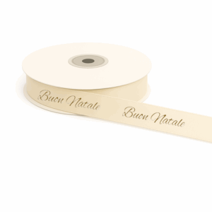 PP114BIS NASTRO BUON NATALE 15MM 25MT  crema (Cod. 41377-01)